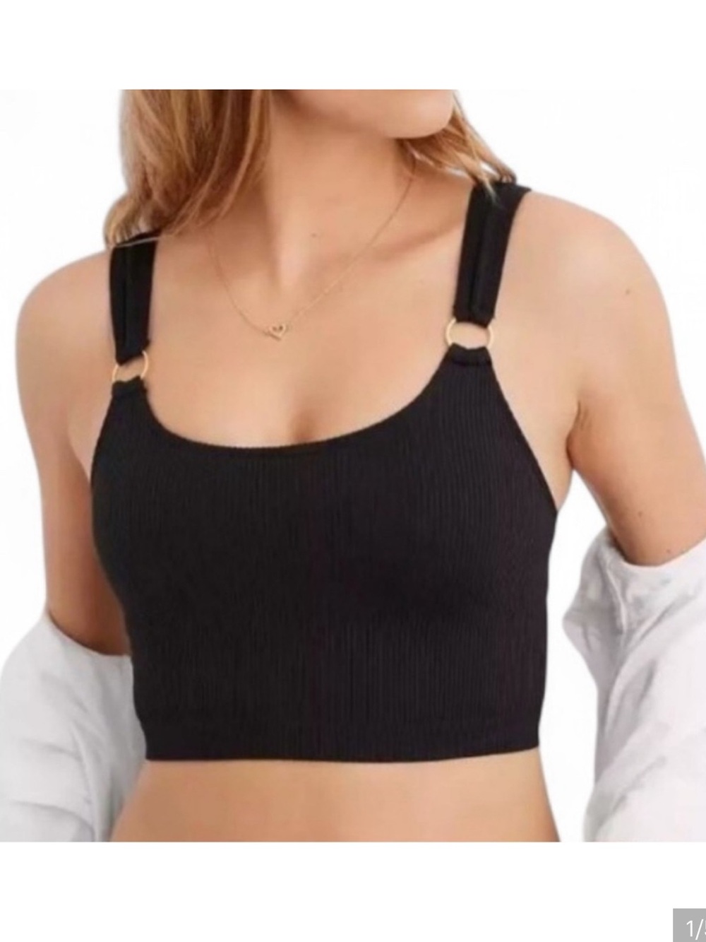 aerie Black Ribbed Bralette
